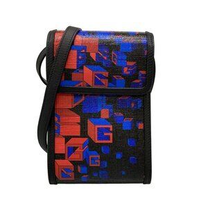 GUCCI Square G Space Pochette 631766 Black Red Blue PVC Leather Shoulder Bag